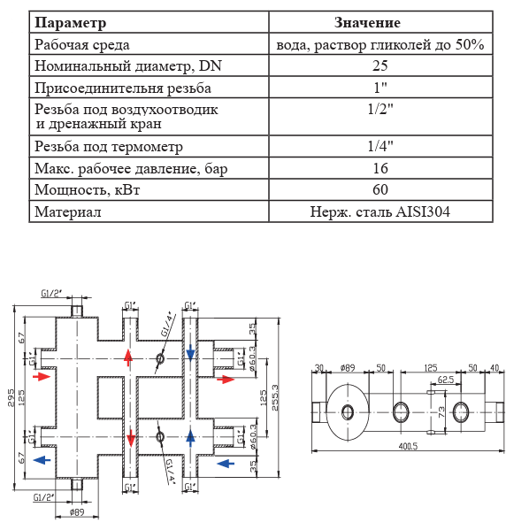 Vieir VHSC25-3 Гидравлический разделитель размеры
