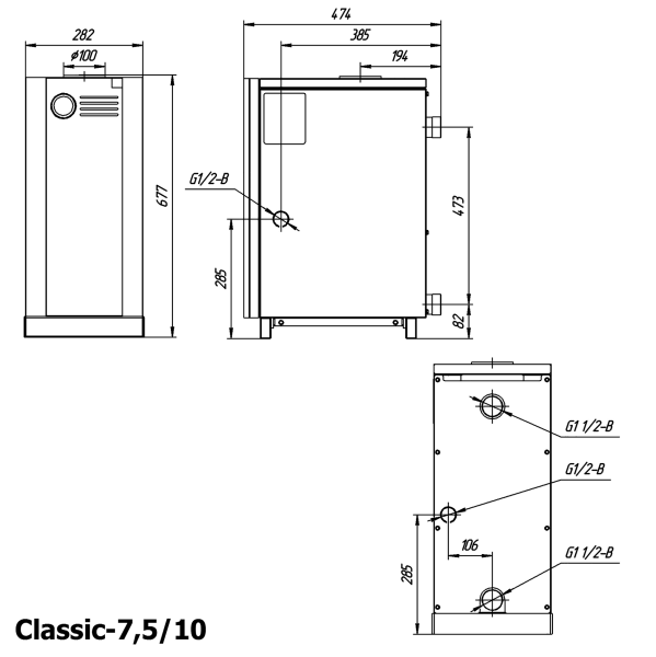 Лемакс Classic-7.5 газовый котёл размеры