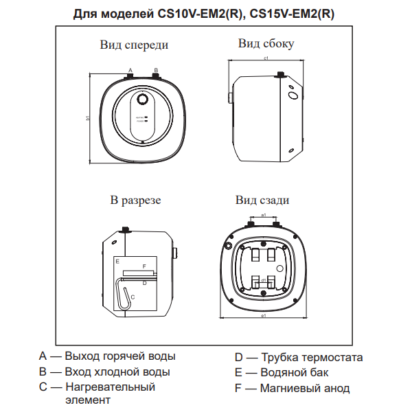Водонагреватель Candy CS10V-EM2(R) вид