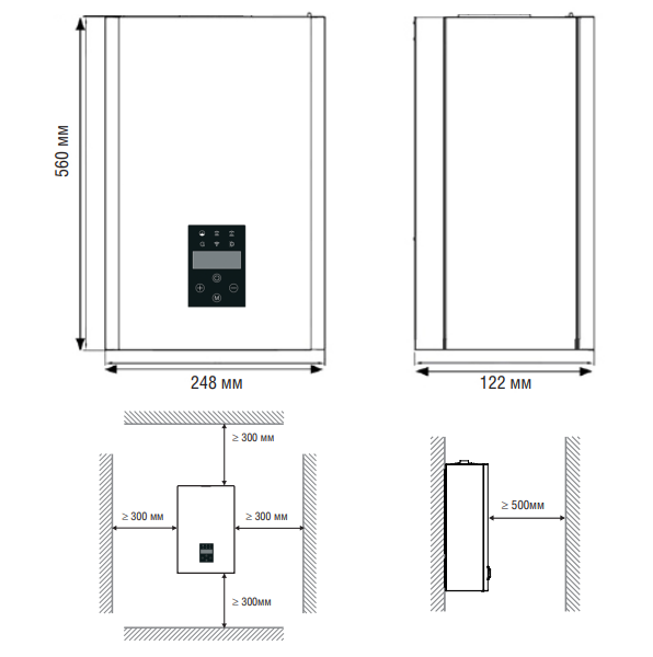 Котёл Kentatsu Nobby Electro KBQ размеры