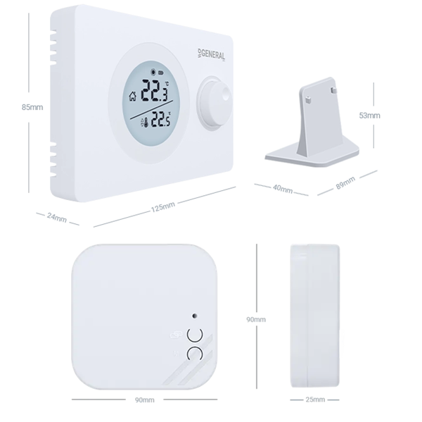 General HT220 RF комнатный термостат размеры