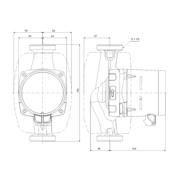 Grundfos Alpha2 25-60-180 циркуляционный насос размеры