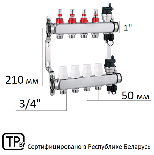 FixHot XF26010A, с кранами, 12 выходов коллектор для теплого пола купить