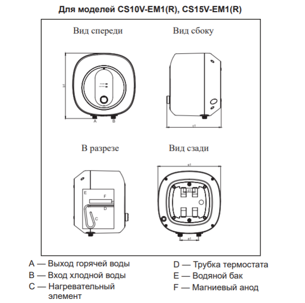 Водонагреватель Candy CS10V-EM1(R) вид