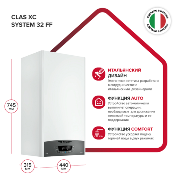 Ariston Clas XC System-32  FF газовый котел удобство