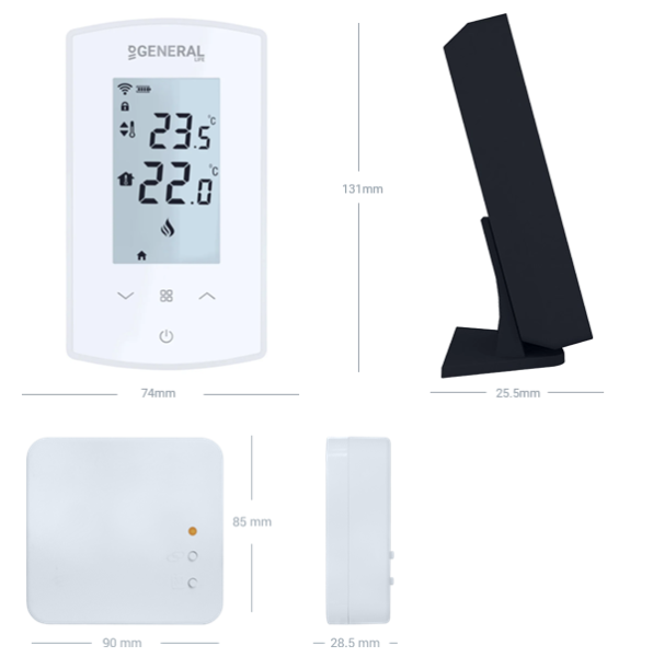 General HT 500S RF Wi-Fi комнатный термостат размеры